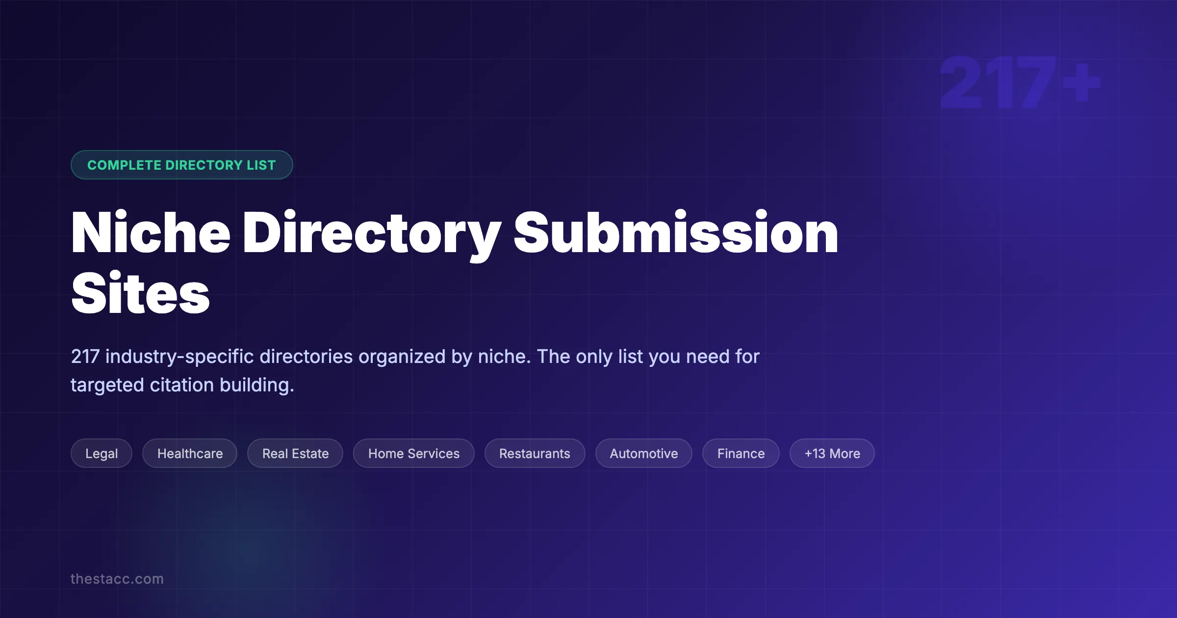 217 Niche Directory Submission Sites by Industry