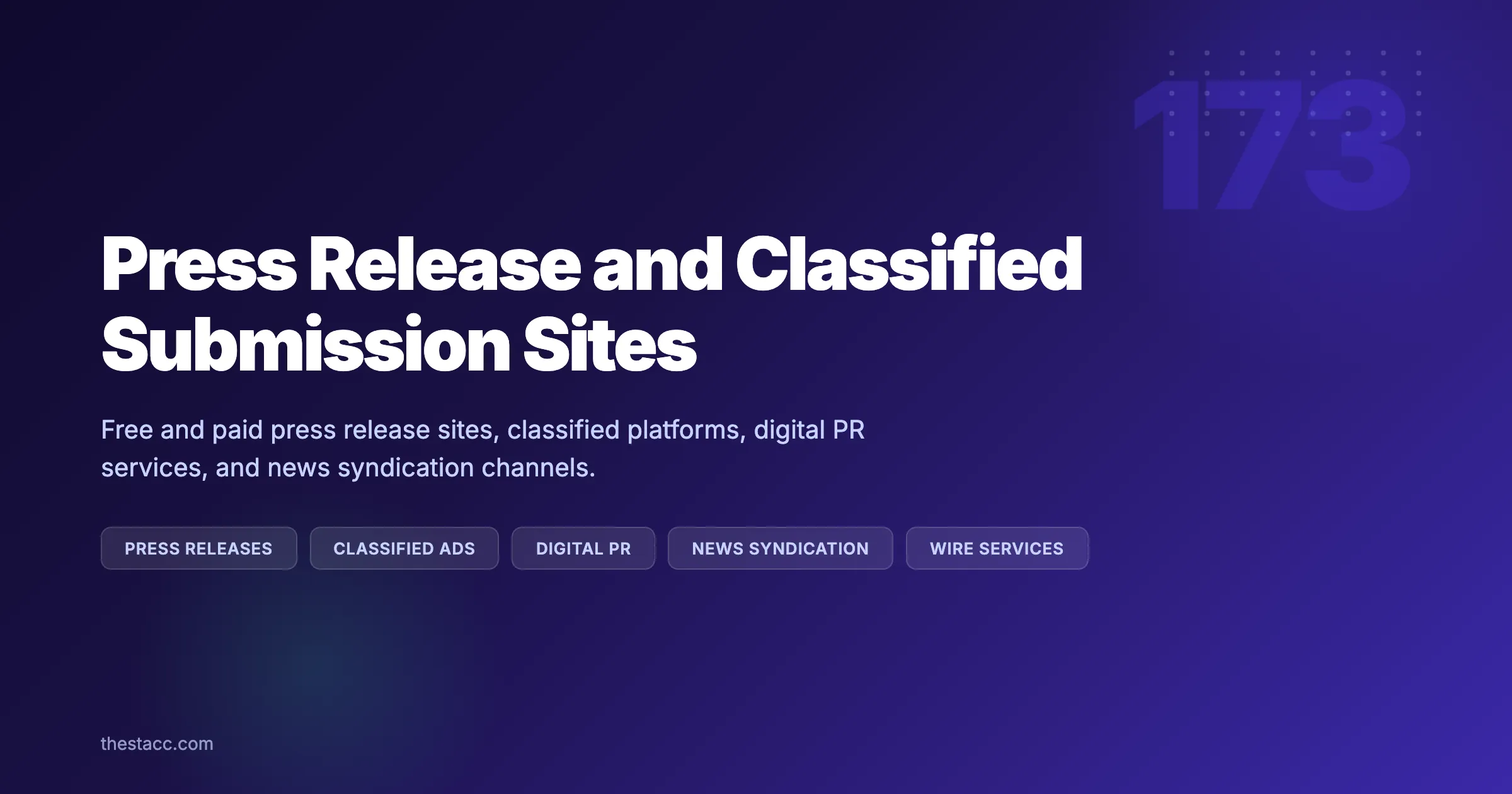 173 Press Release and Classified Submission Sites (2026)