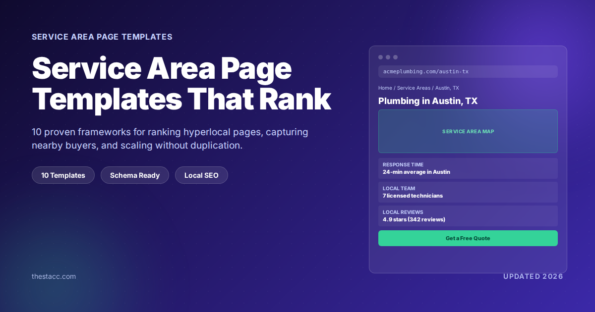 Service Area Page Templates That Rank in 2026