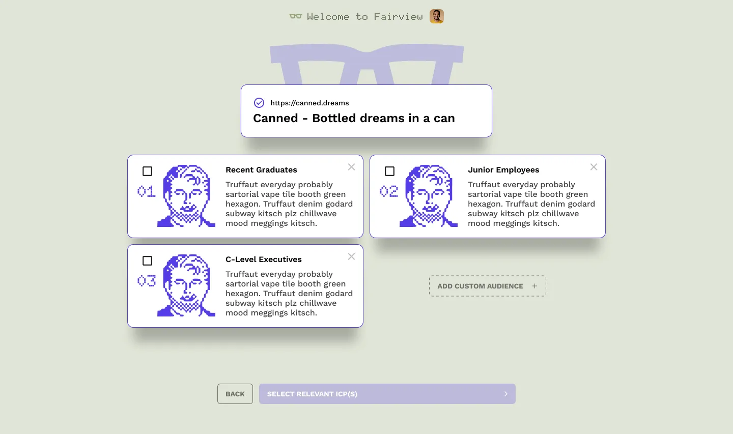 Configuration ICP et audience dans Stacc