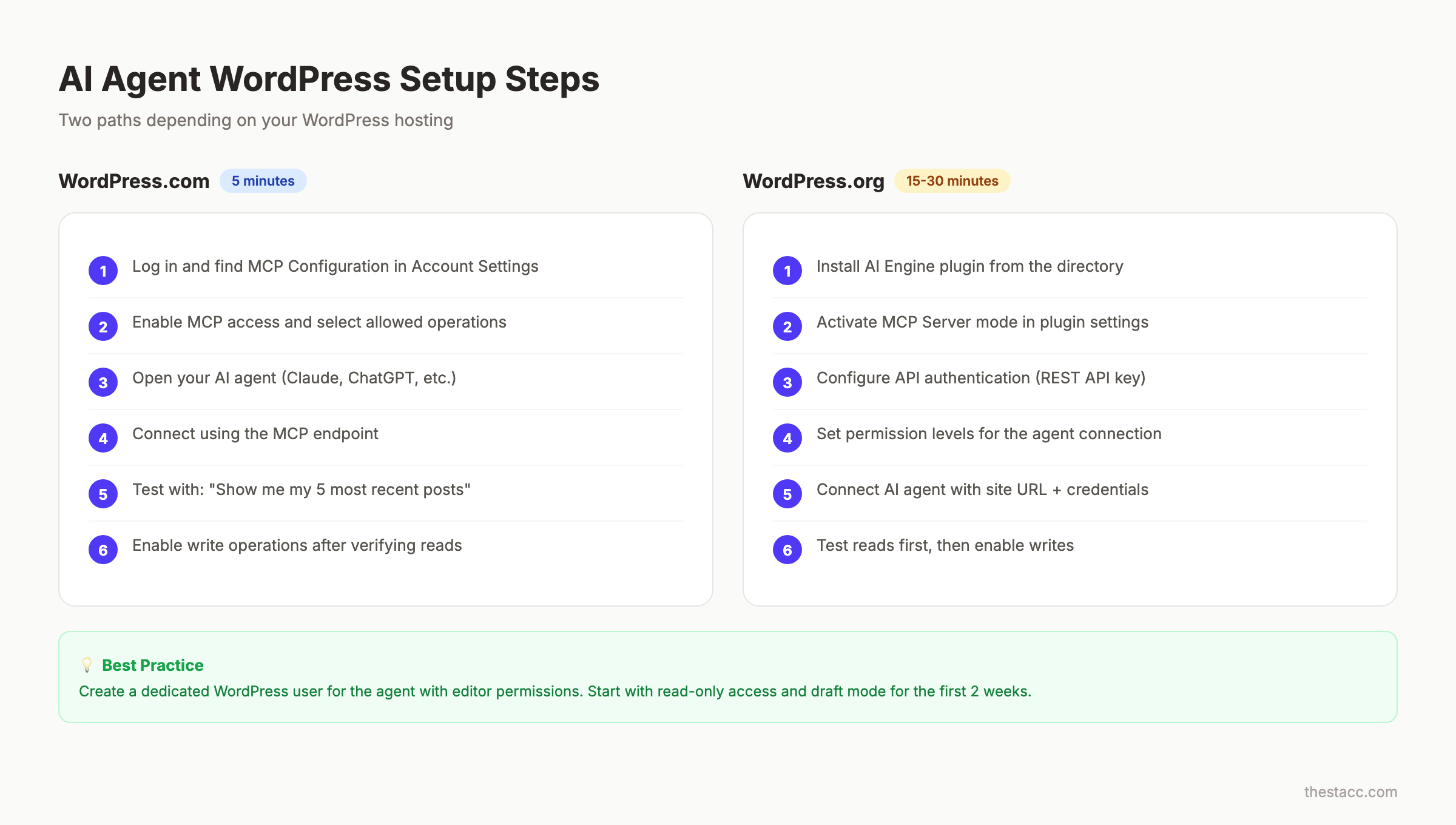 AI agent WordPress setup steps