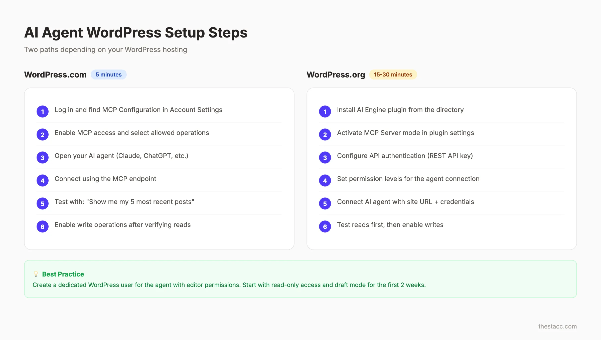 AI agent WordPress setup steps