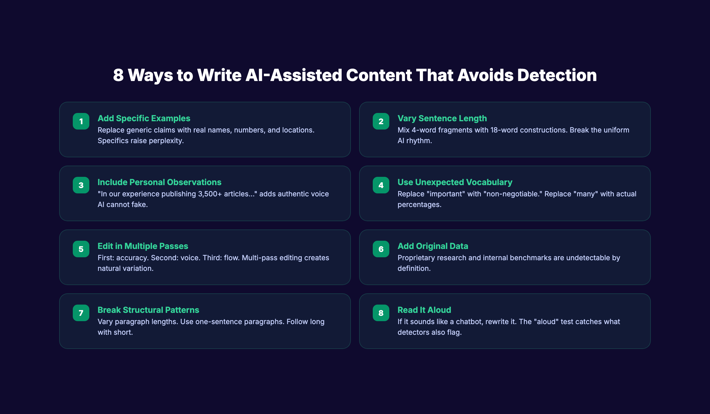 8 techniques to write AI-assisted content that avoids AI content detection flags