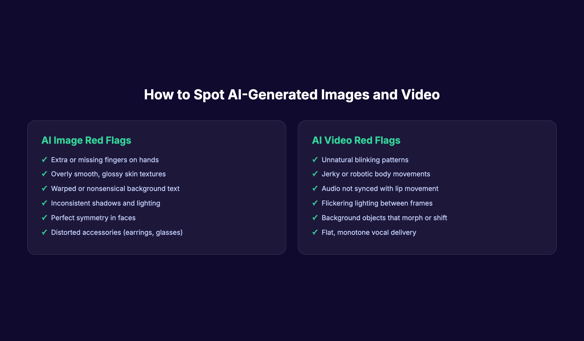 Red flags for spotting AI-generated images and video content