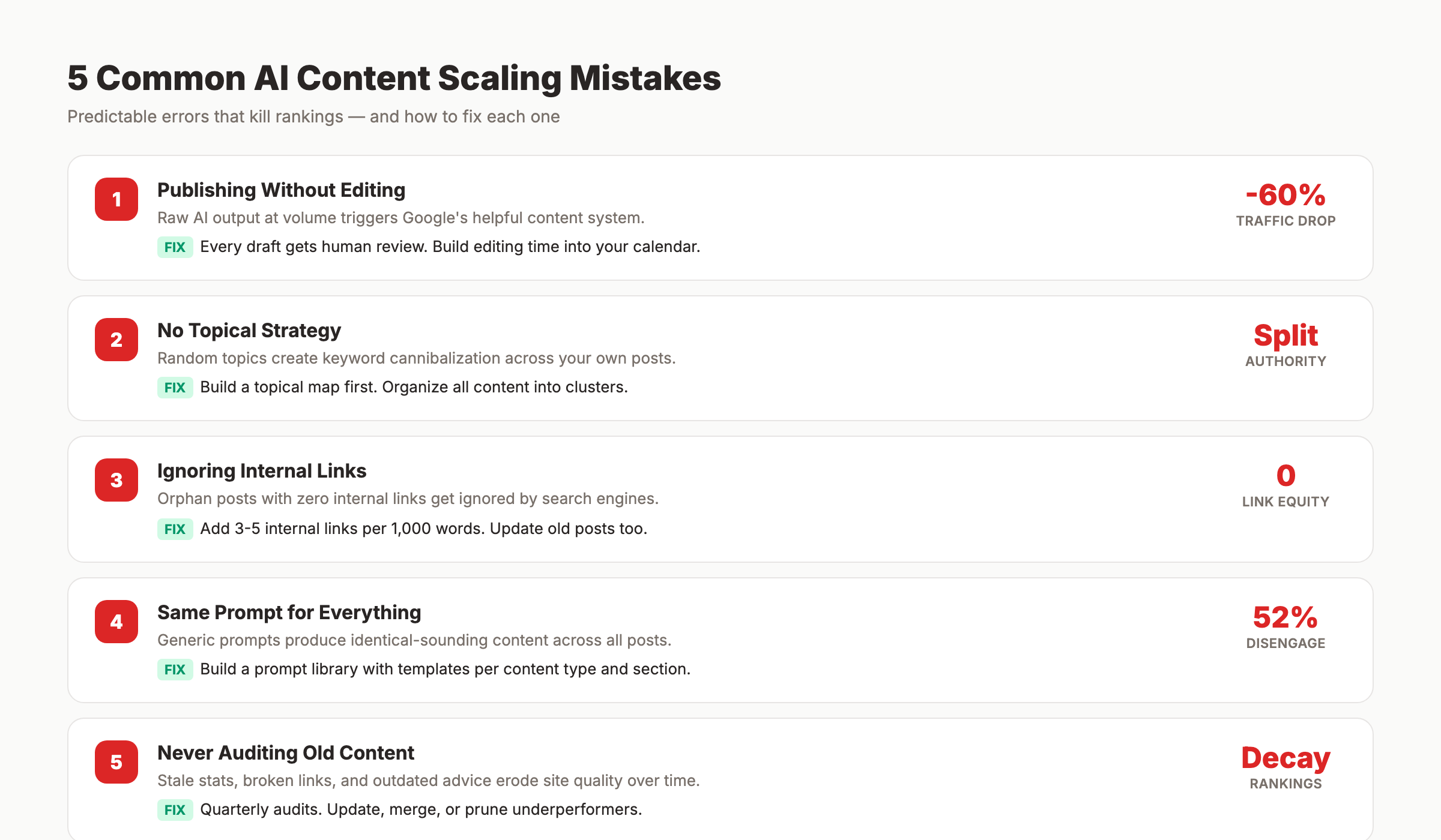 Common AI content scaling mistakes to avoid
