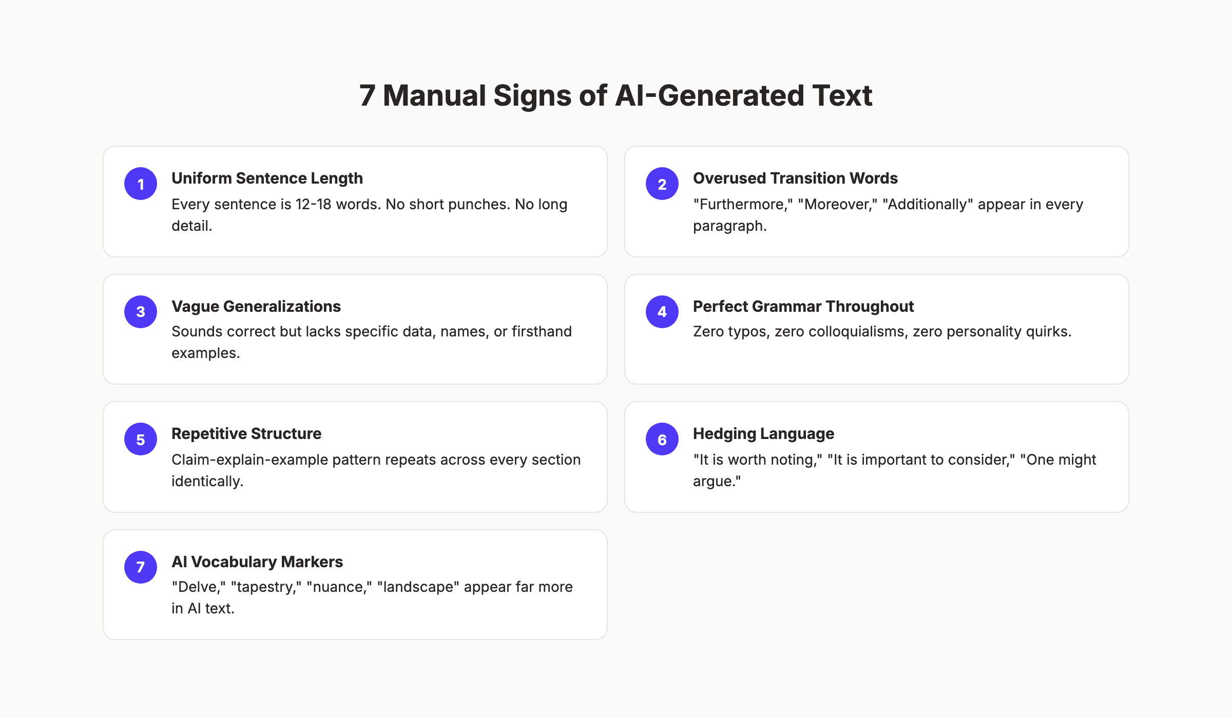 7 manual signs of AI-generated writing