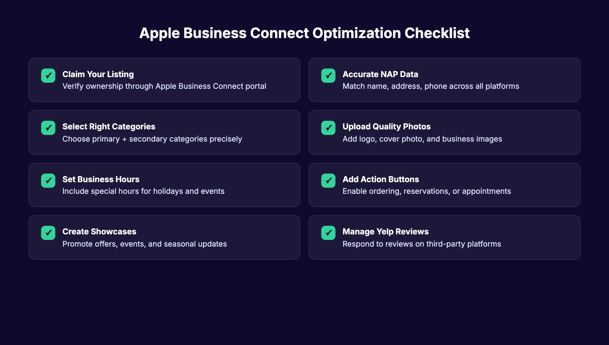 Apple Business Connect optimization checklist