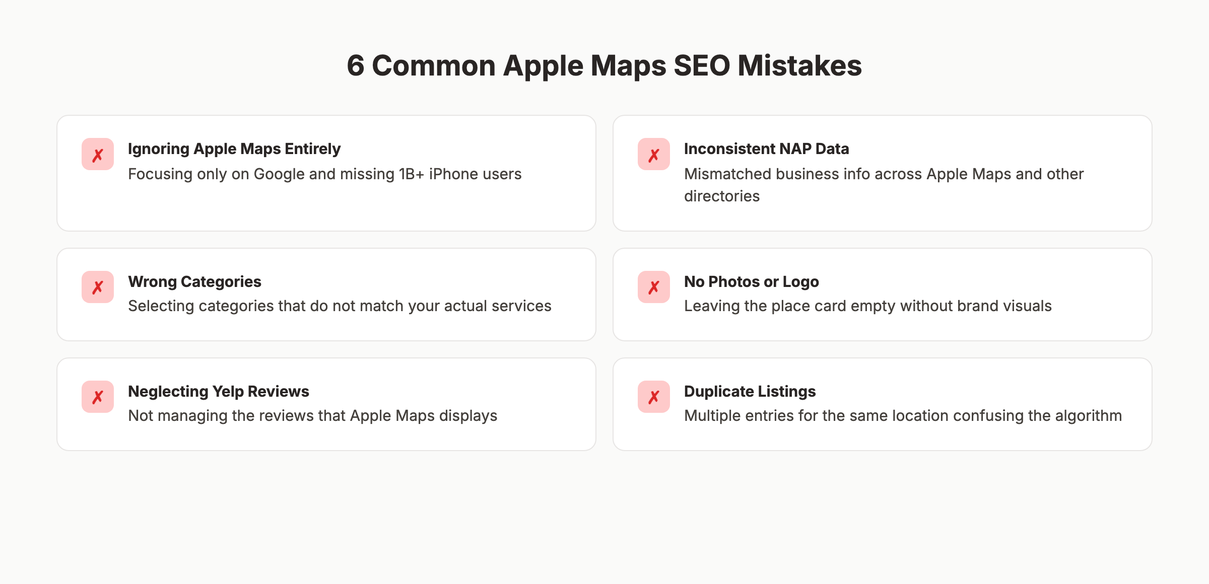 Common Apple Maps SEO mistakes to avoid
