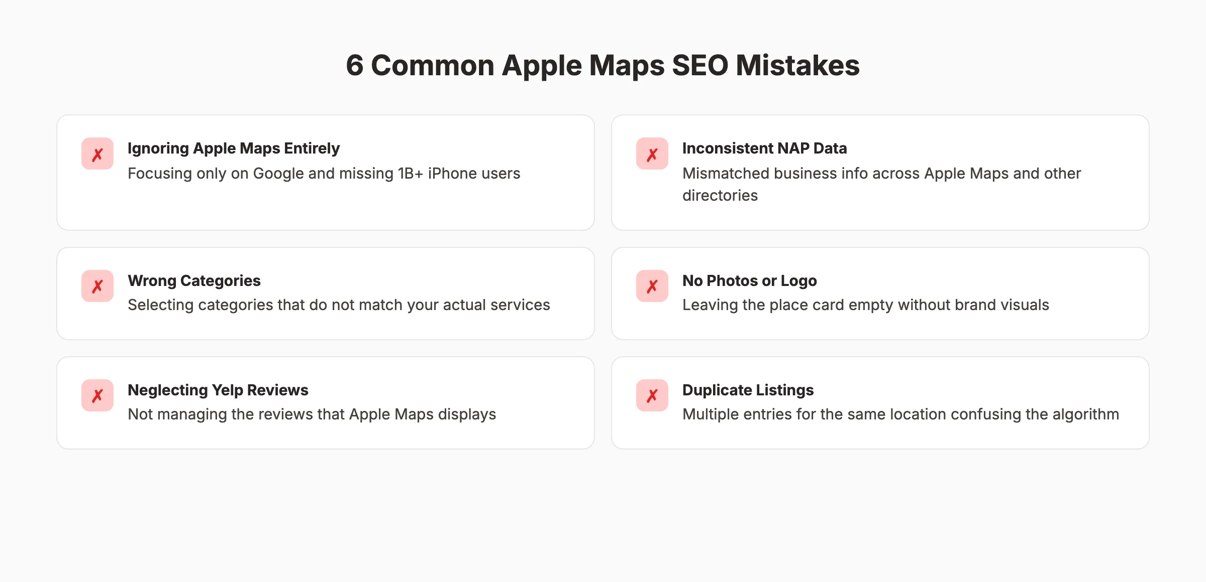 Common Apple Maps SEO mistakes to avoid