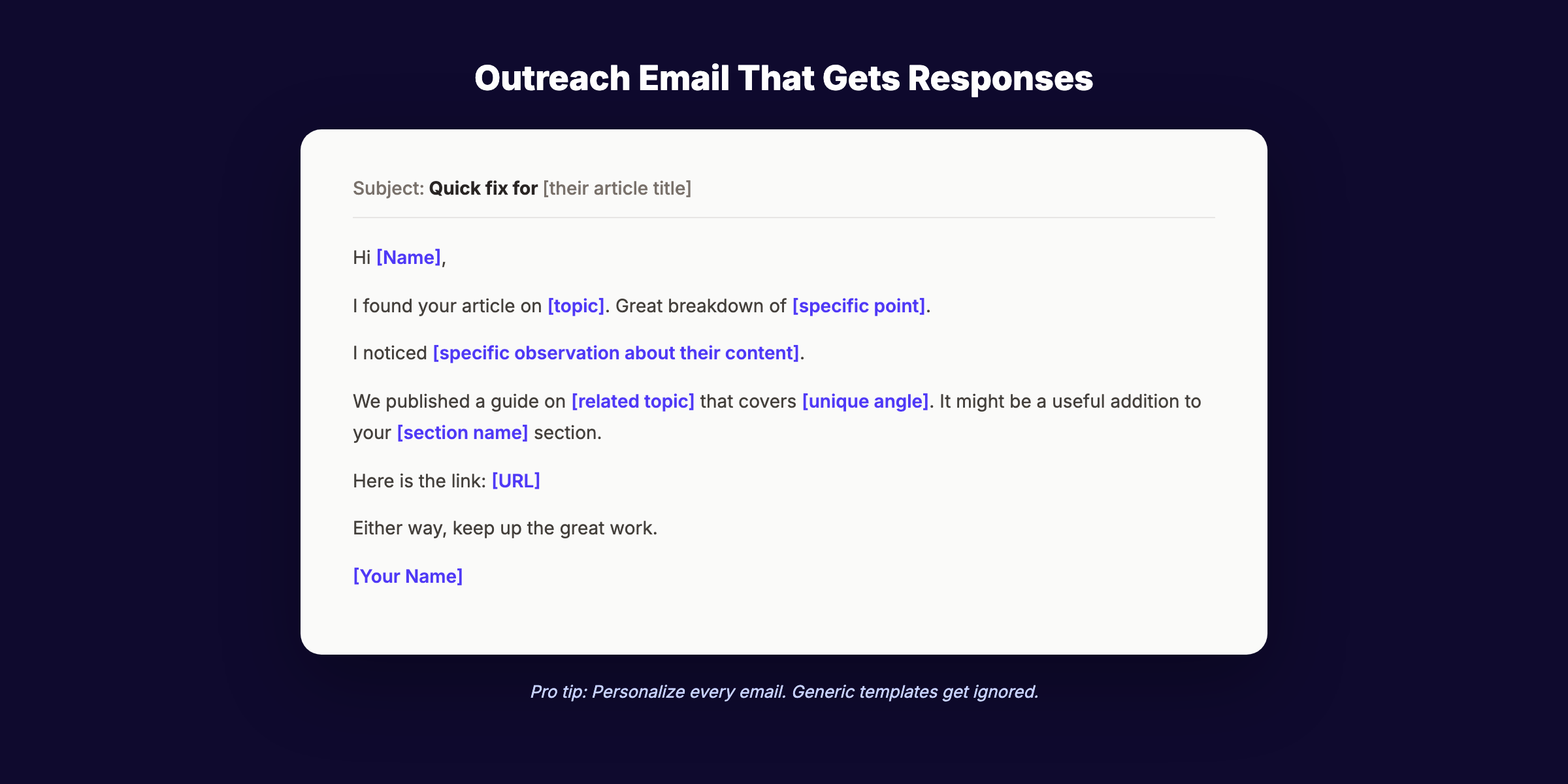Outreach email template that gets responses