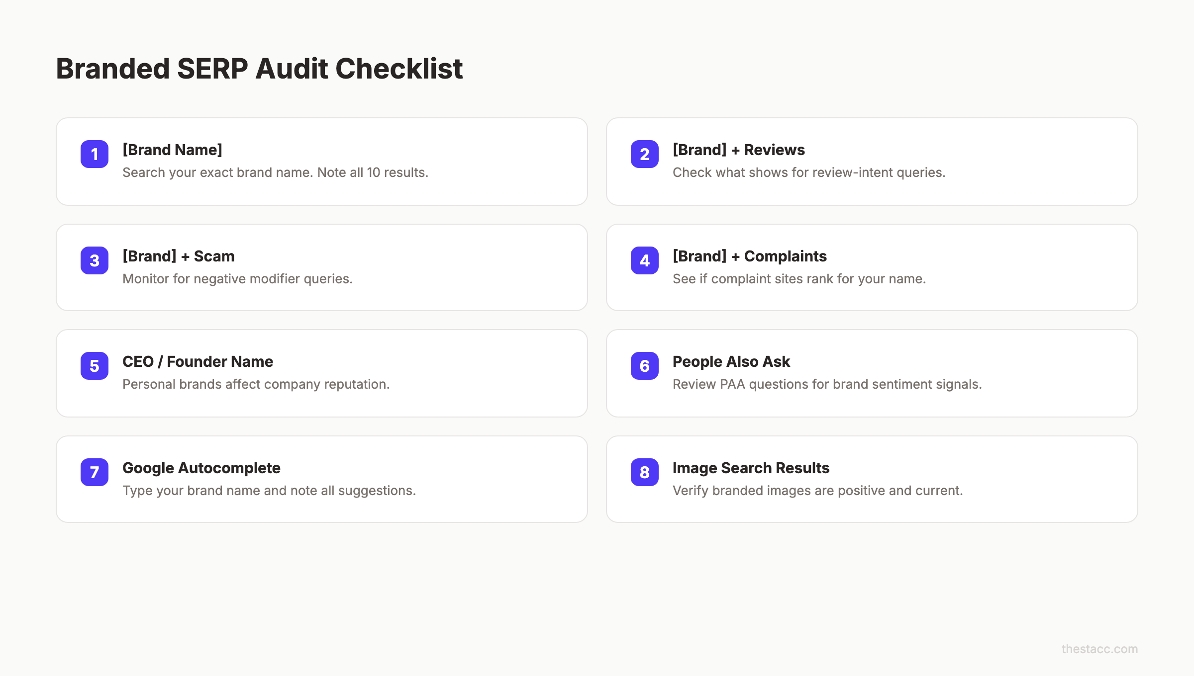 Branded SERP audit checklist for SEO reputation management