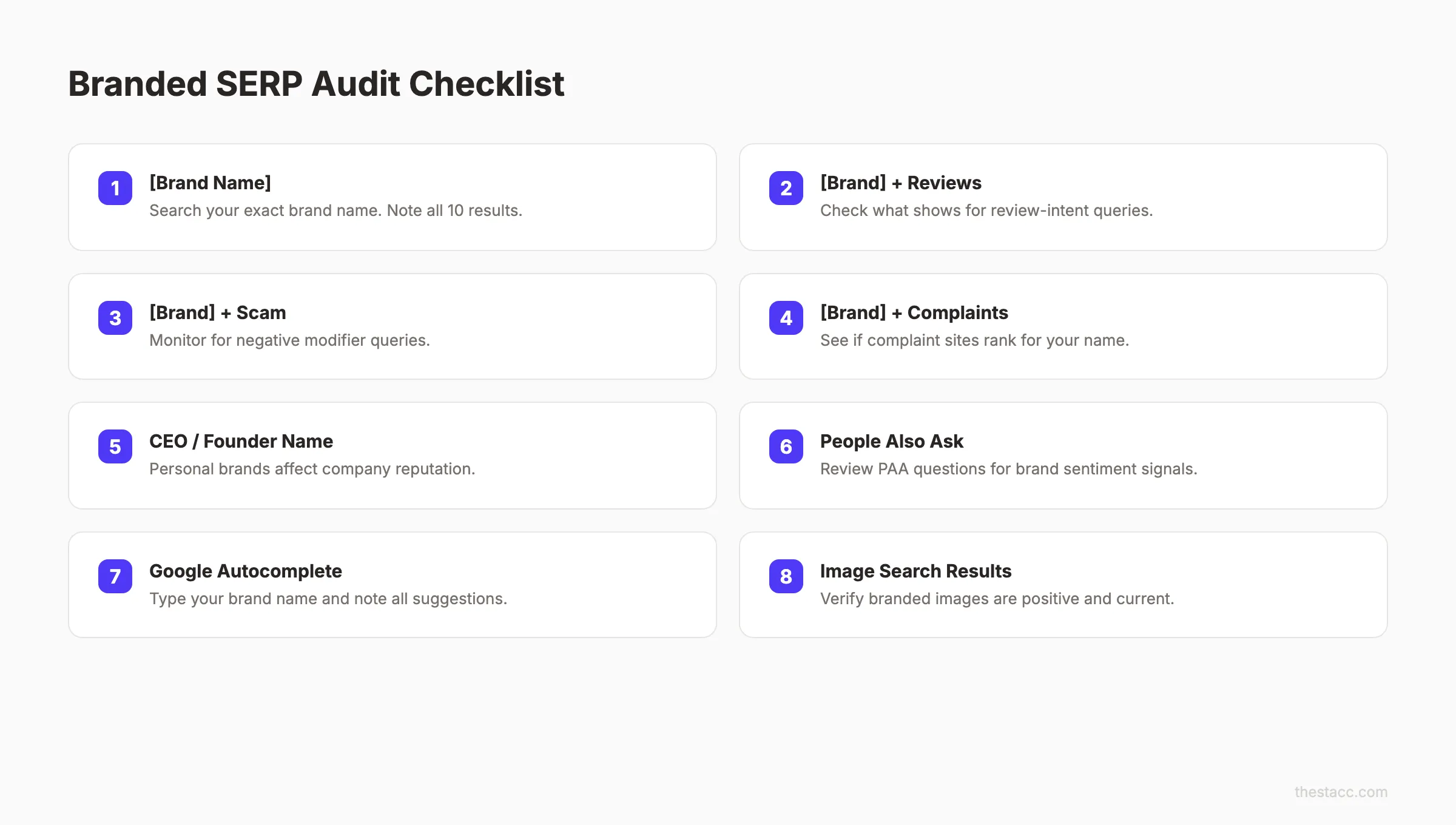 Branded SERP audit checklist for SEO reputation management