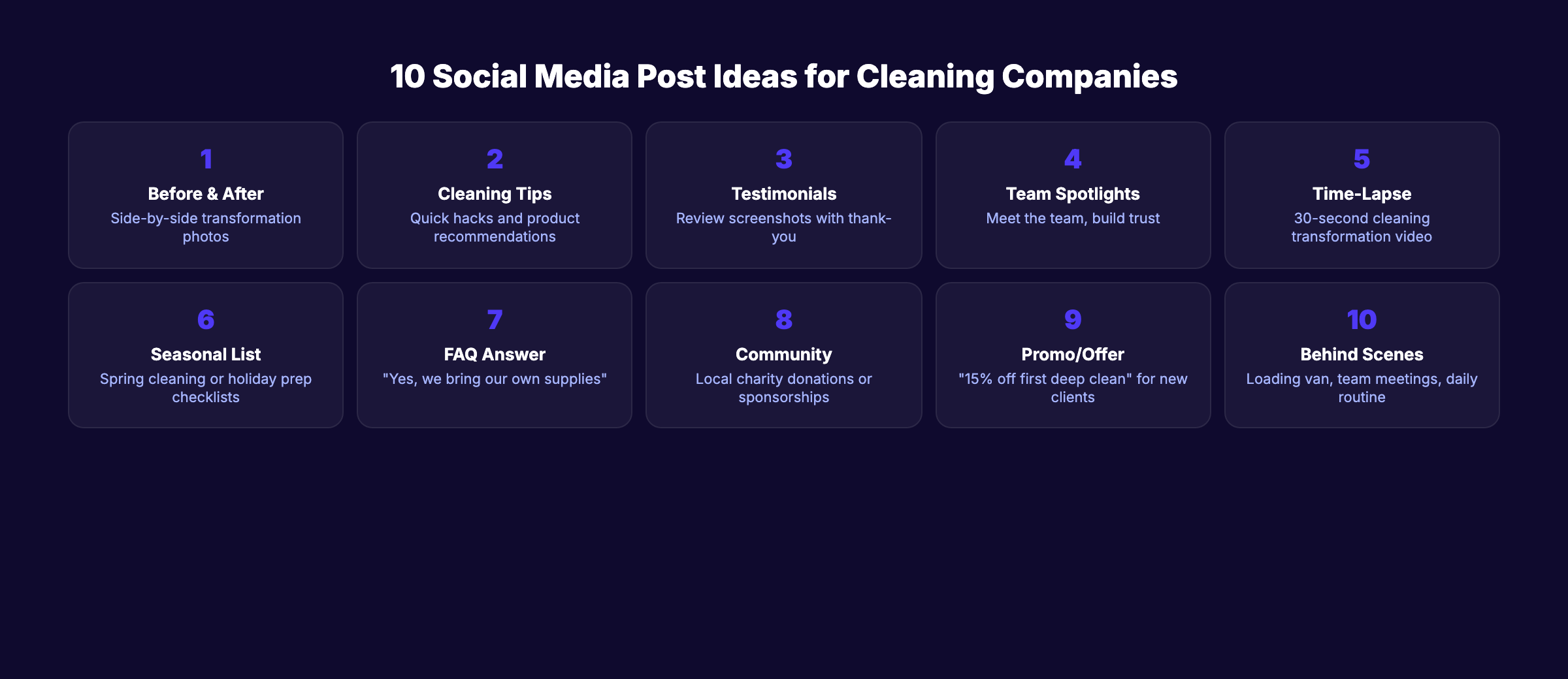 10 social media post ideas for cleaning companies