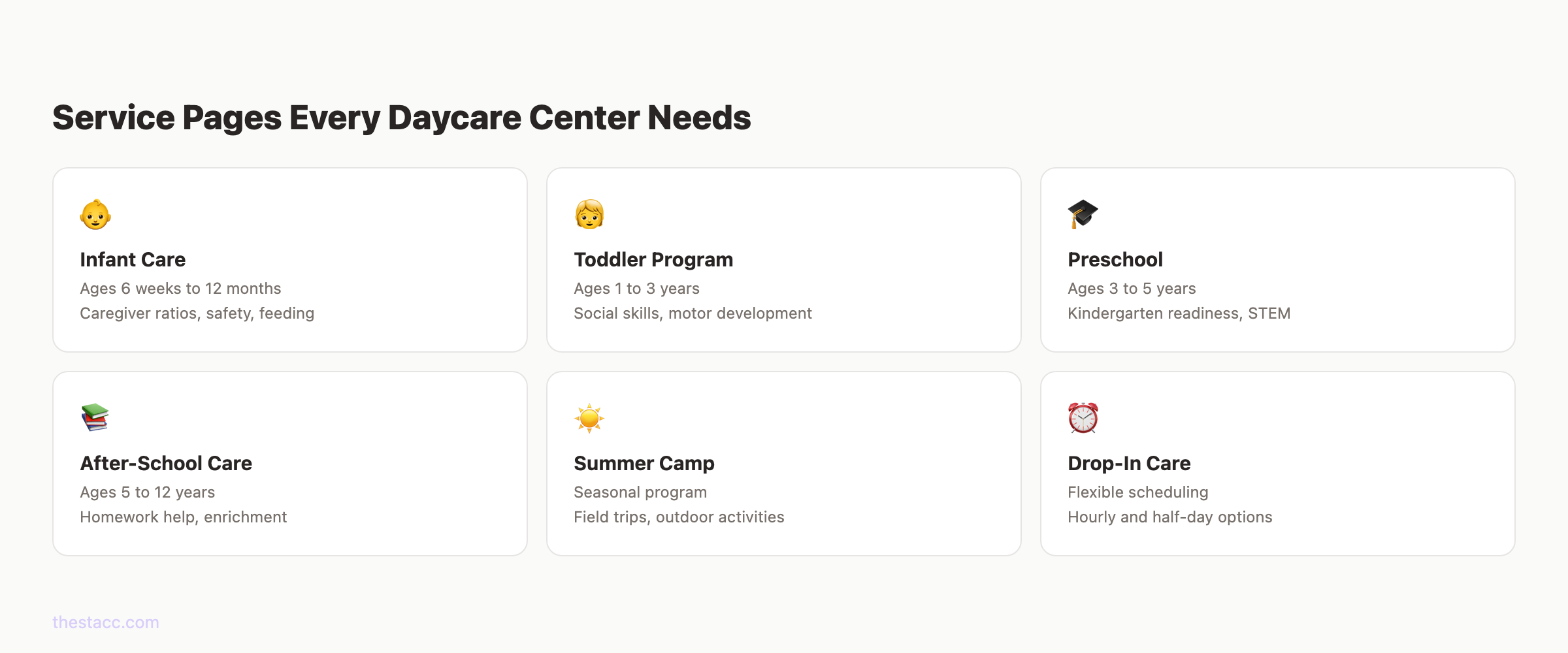 Service pages every daycare center needs