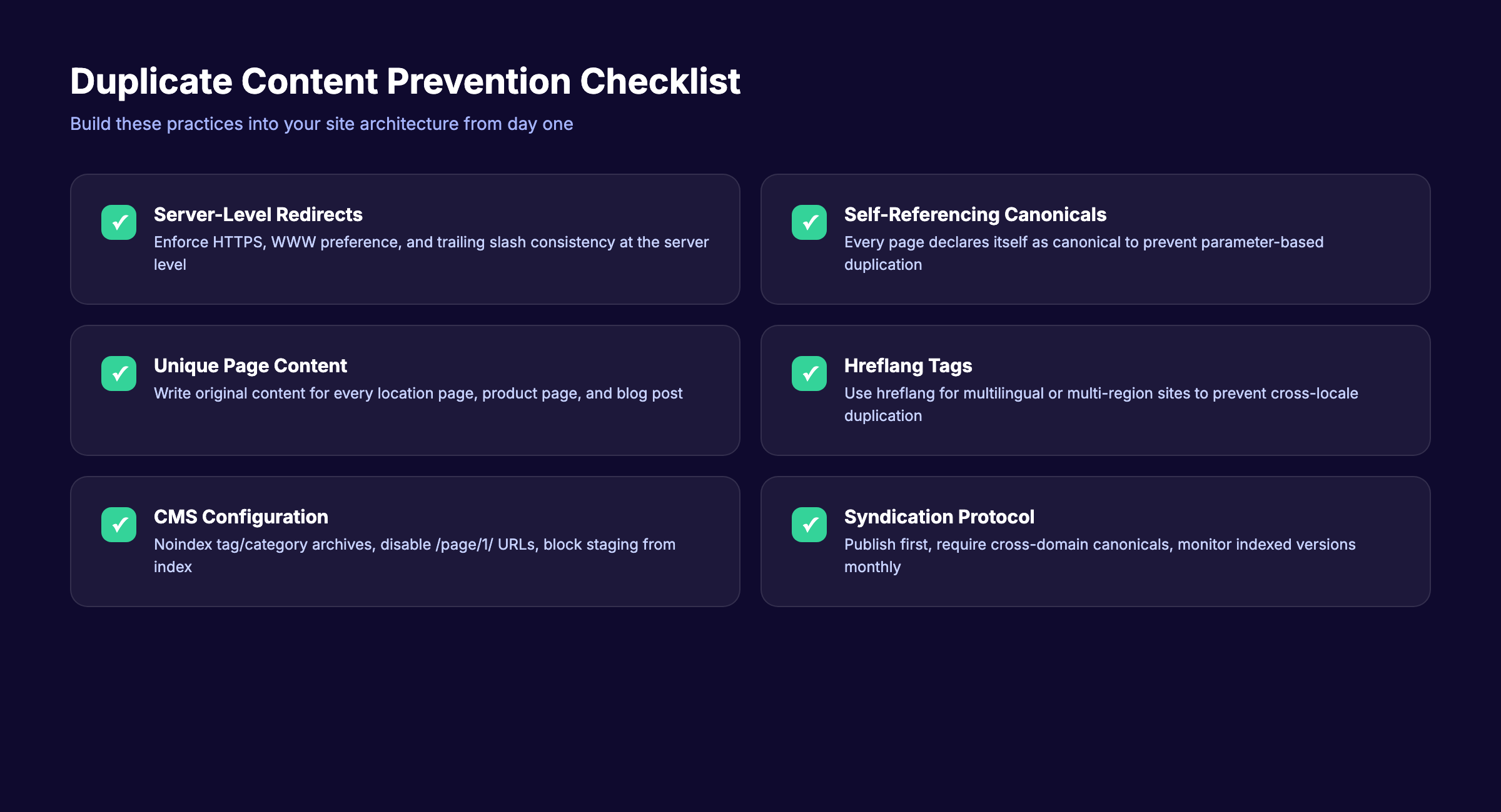 7-step duplicate content prevention checklist for website owners