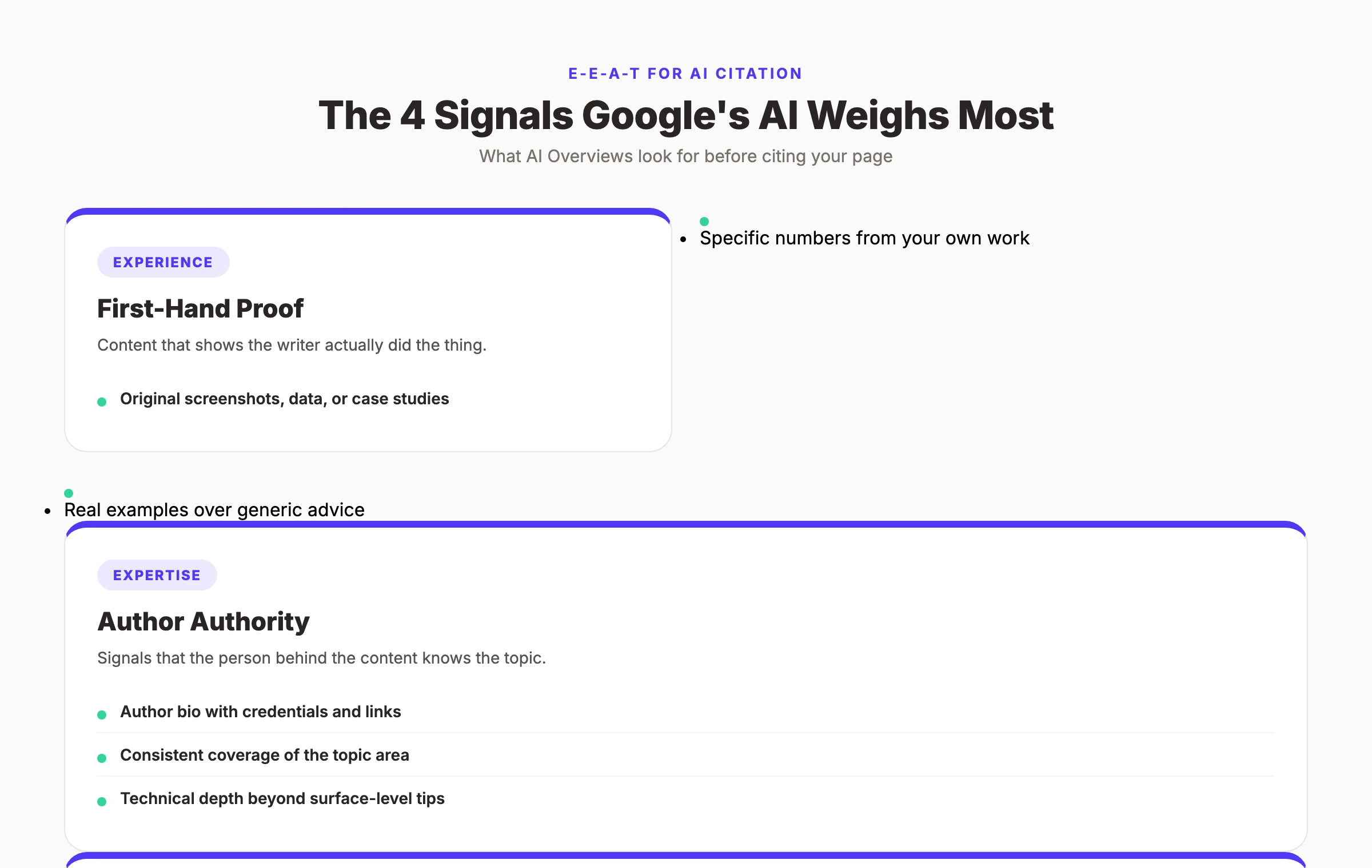 E-E-A-T signals Google looks for in AI Overview sources