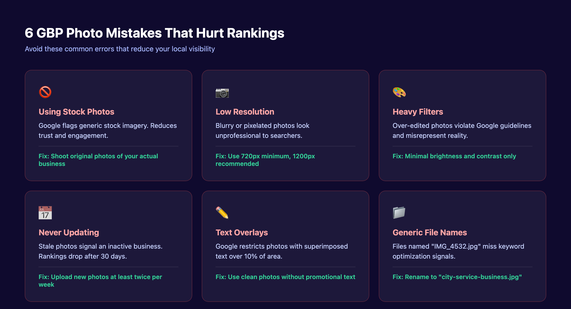 6 GBP photo mistakes that hurt rankings