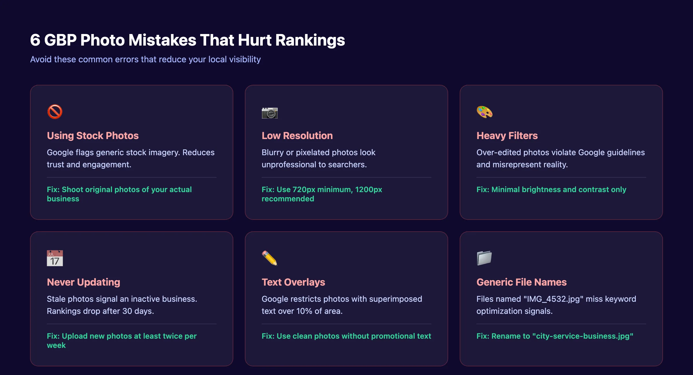6 GBP photo mistakes that hurt rankings