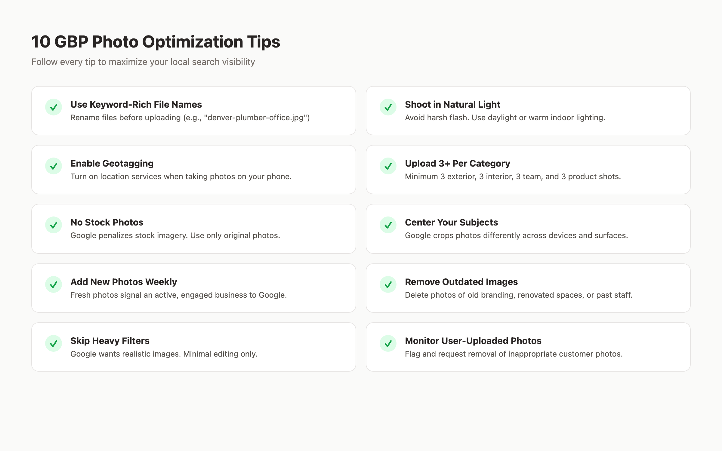10 GBP photo optimization tips checklist