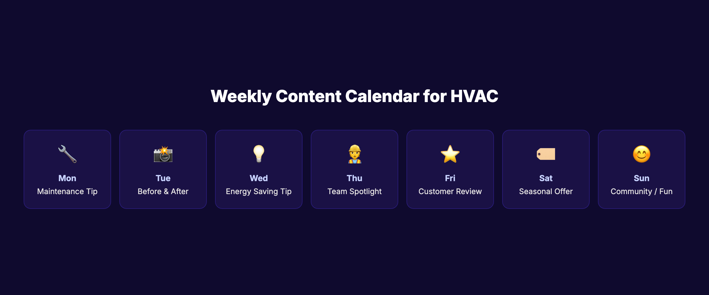 Weekly content calendar for HVAC companies
