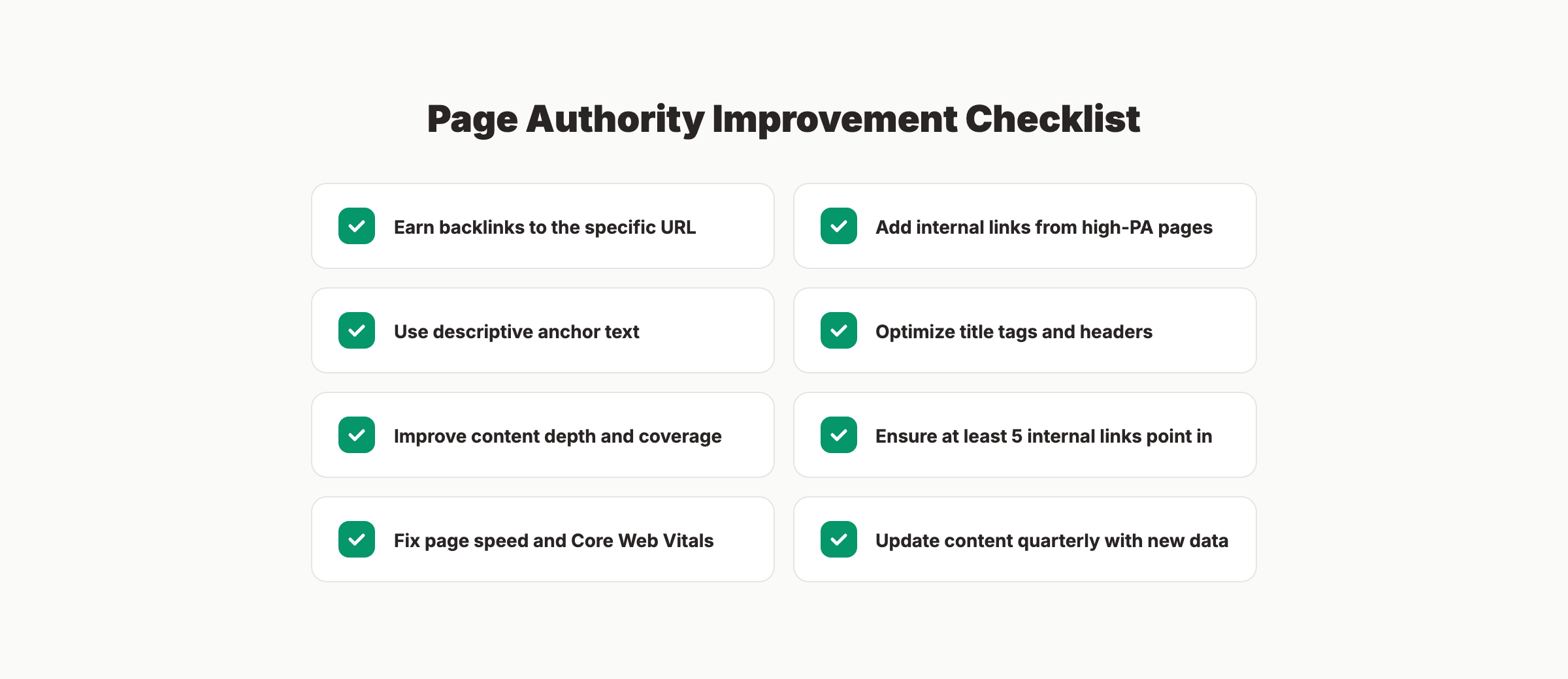 How to improve page authority checklist