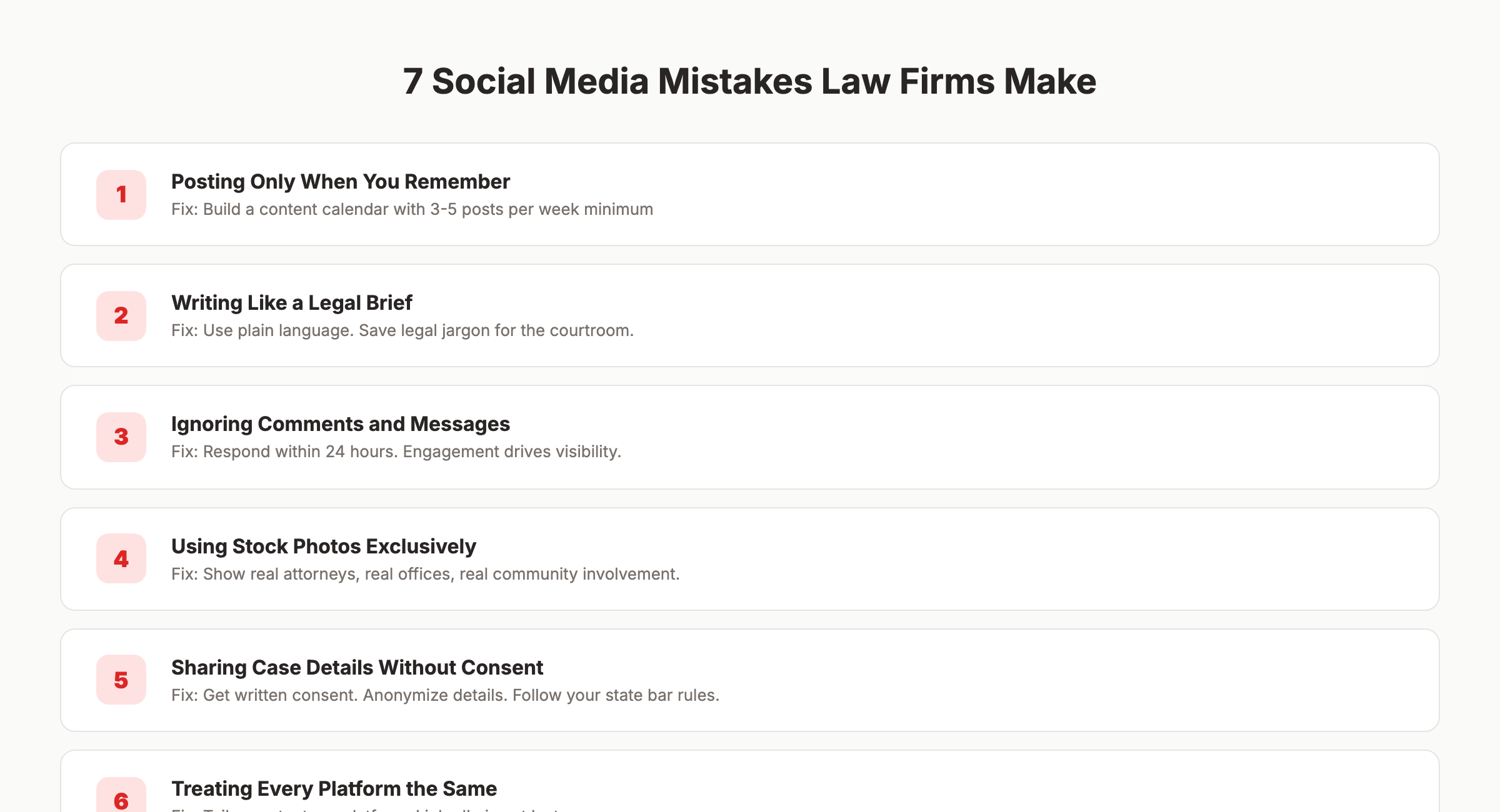 7 common social media mistakes law firms make with fixes for each