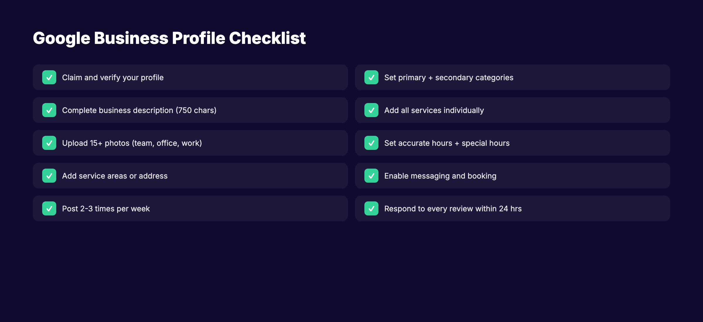 Google Business Profile optimization checklist for local SEO