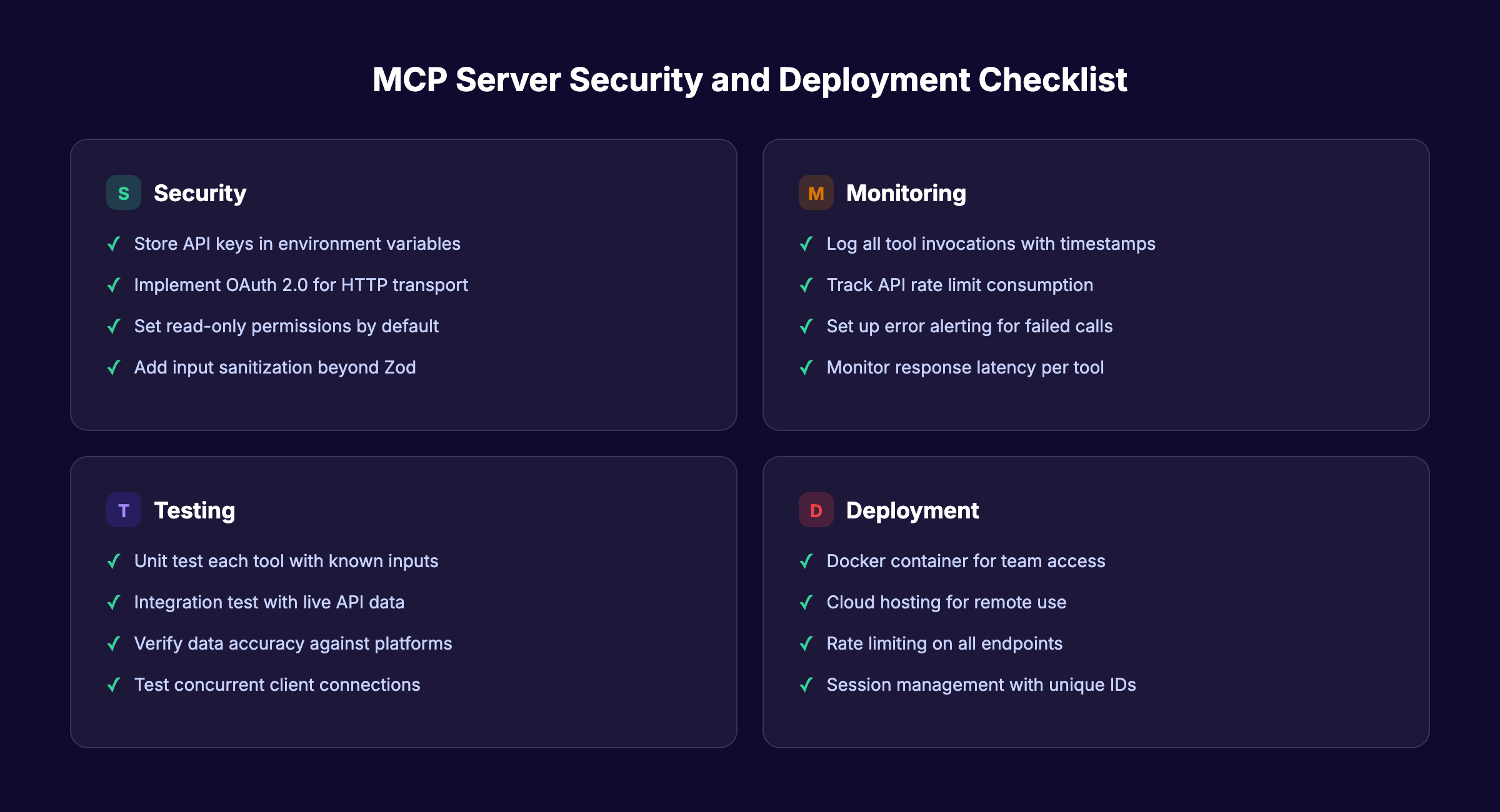 MCP server deployment and security checklist