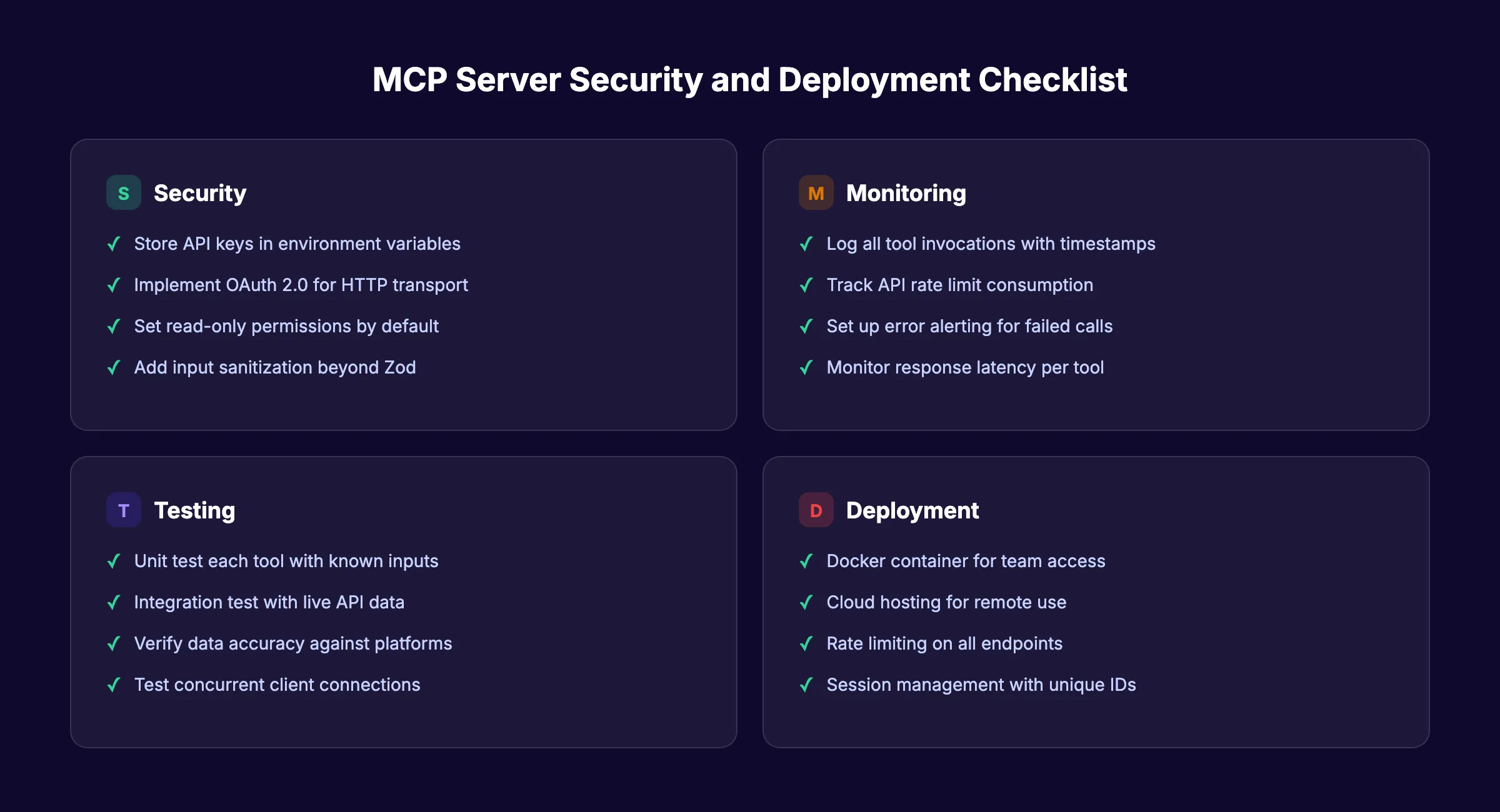MCP server deployment and security checklist