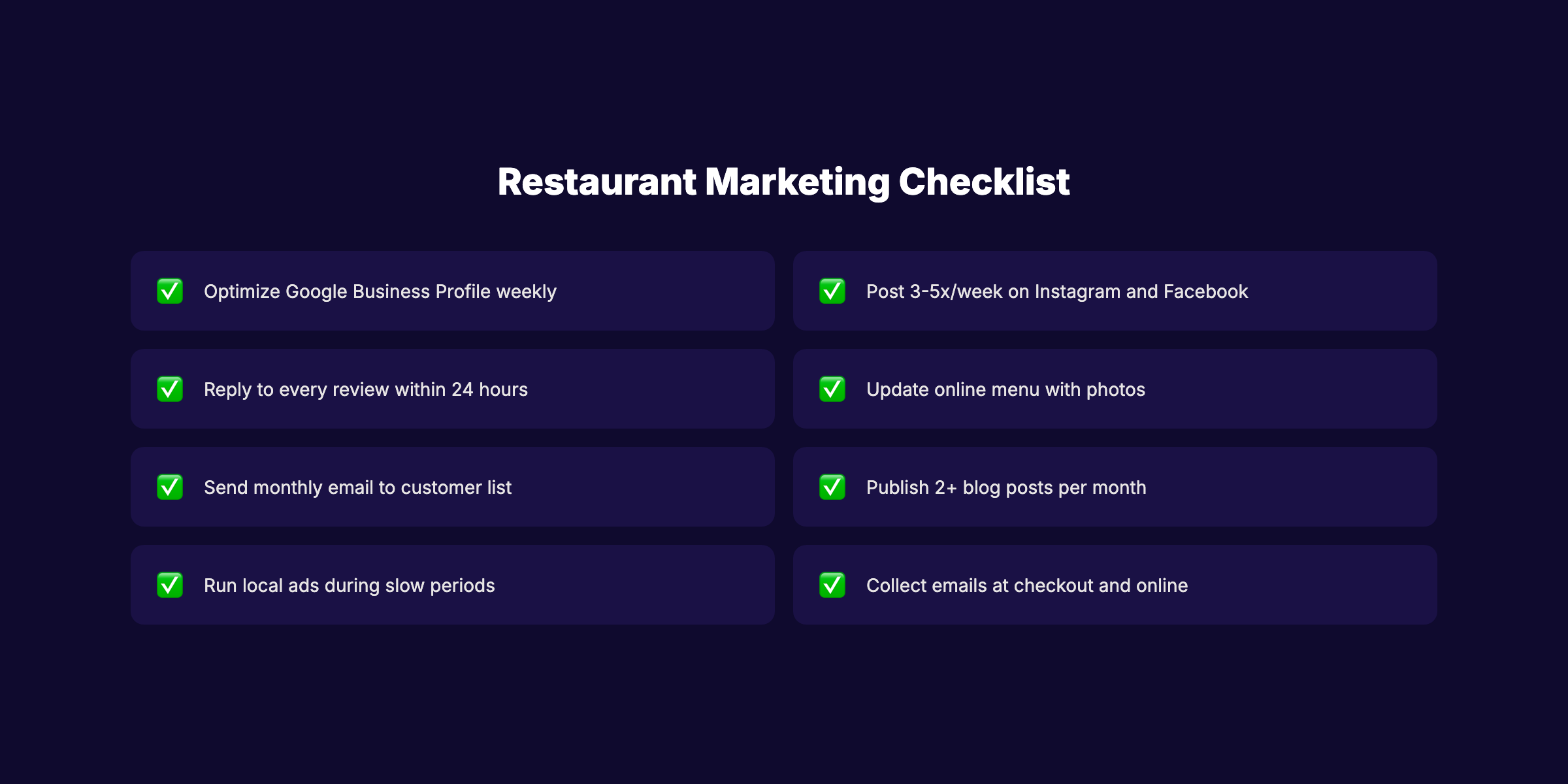 Restaurant marketing checklist