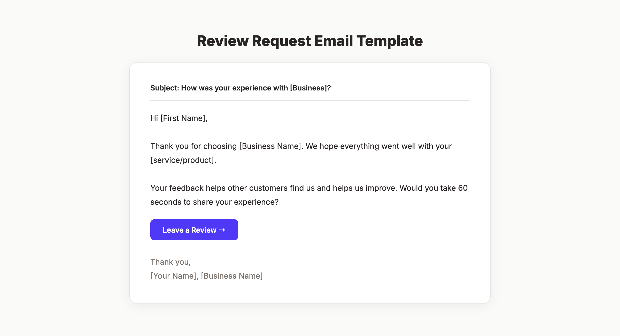 Review request email template example