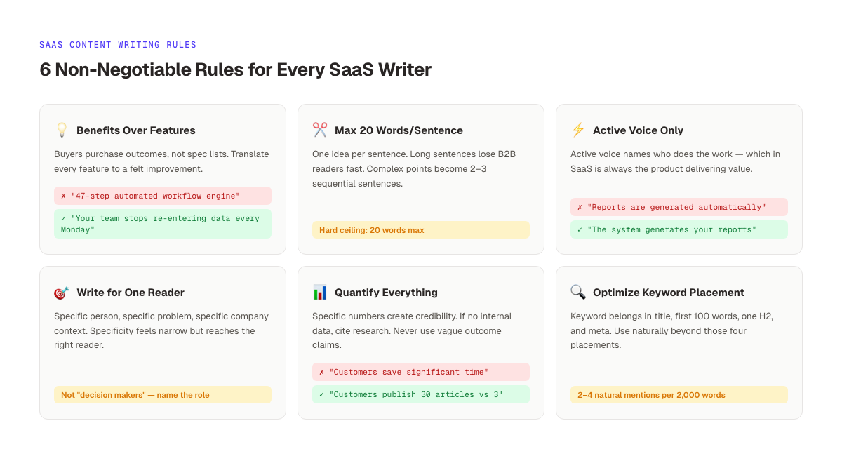 SaaS content writing rules ,  6 principles every writer must follow