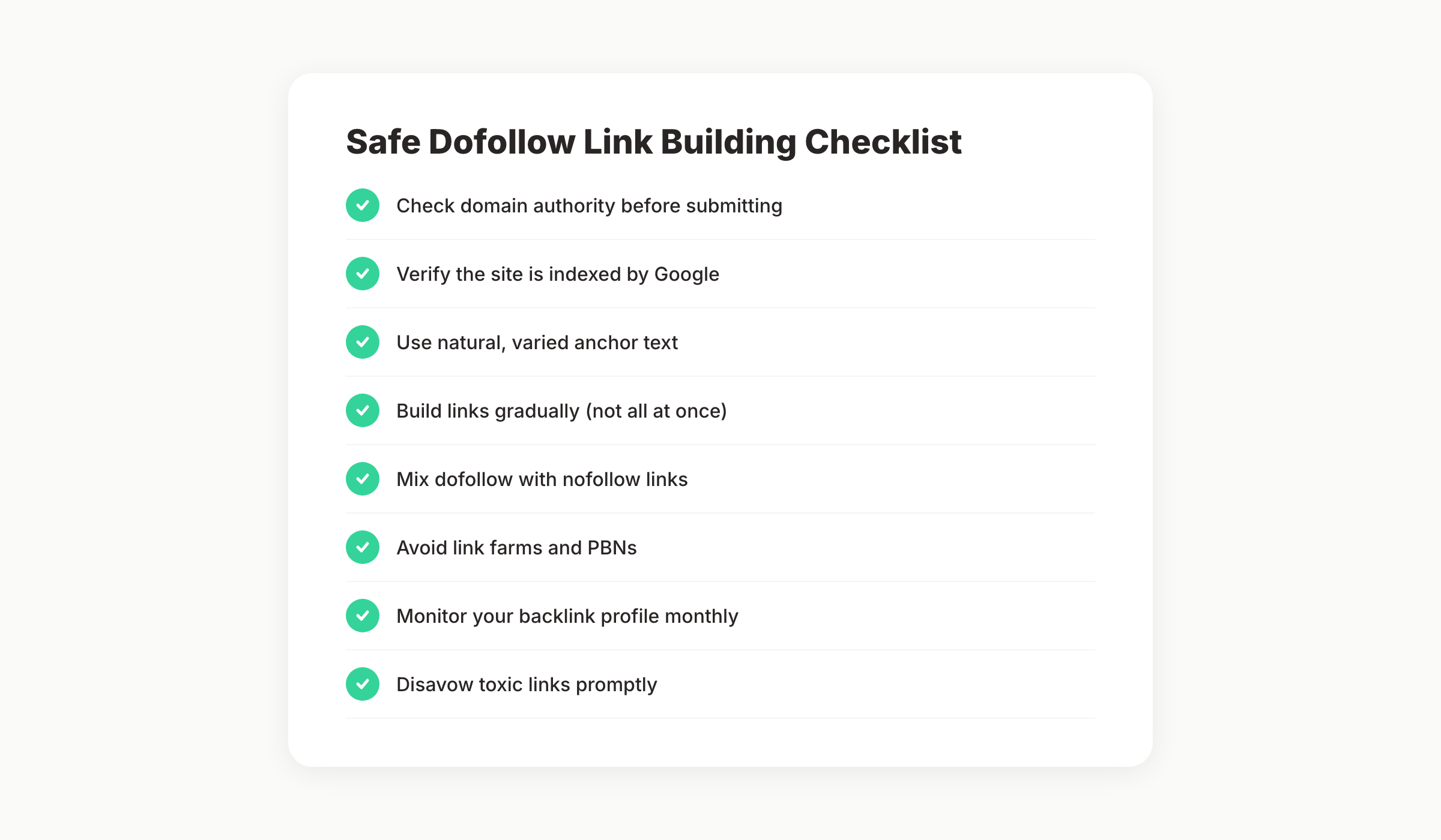 Safe dofollow link building checklist with 8 essential practices