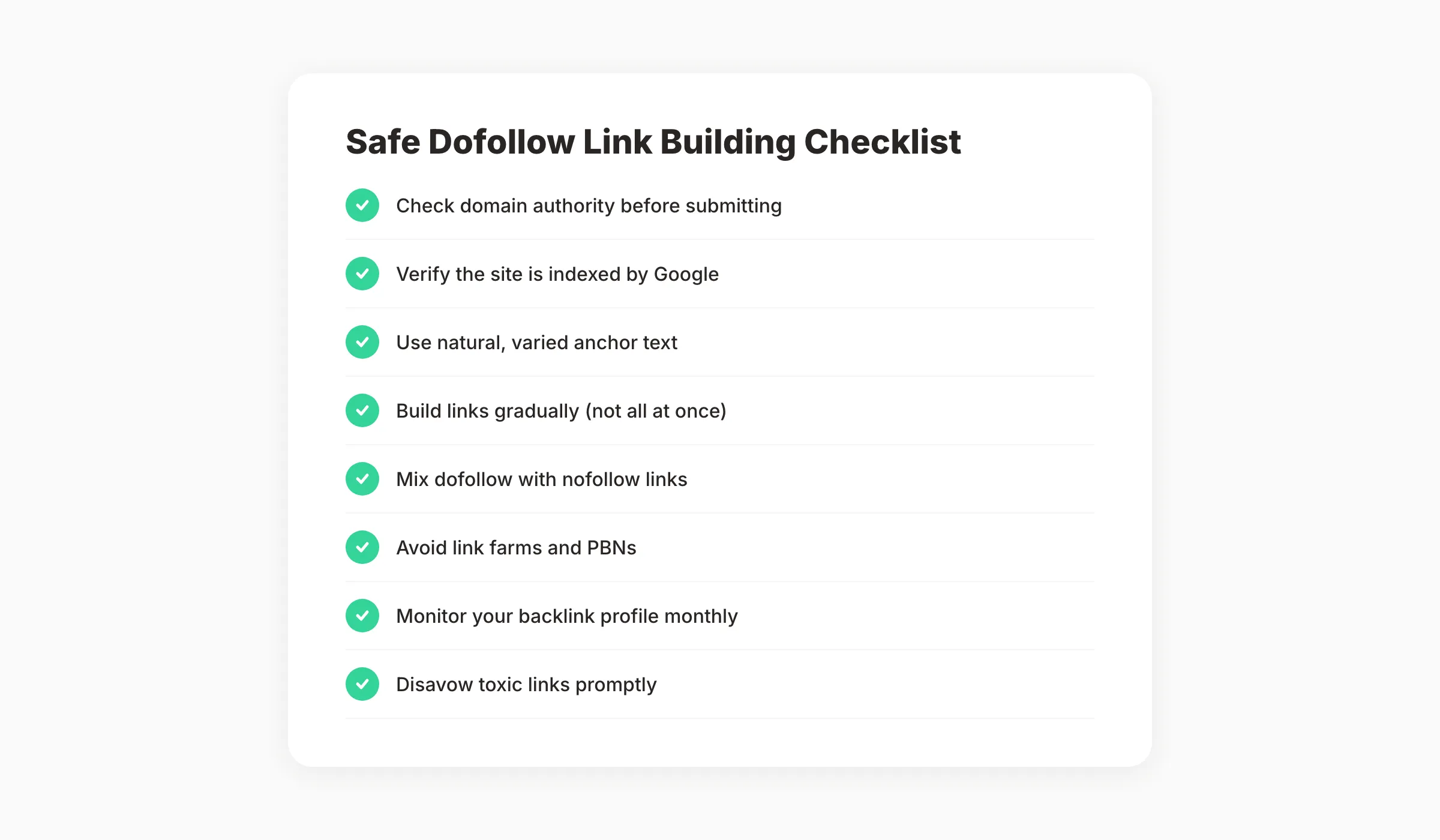 Safe dofollow link building checklist with 8 essential practices