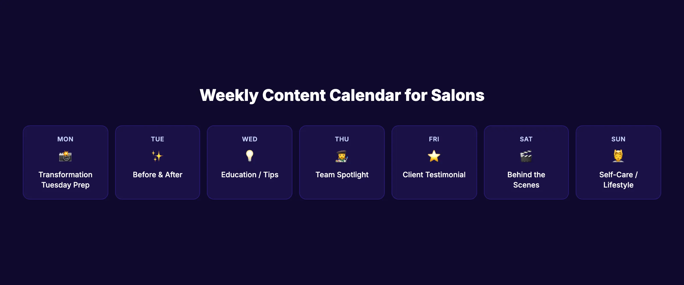 Weekly content calendar for salons and spas