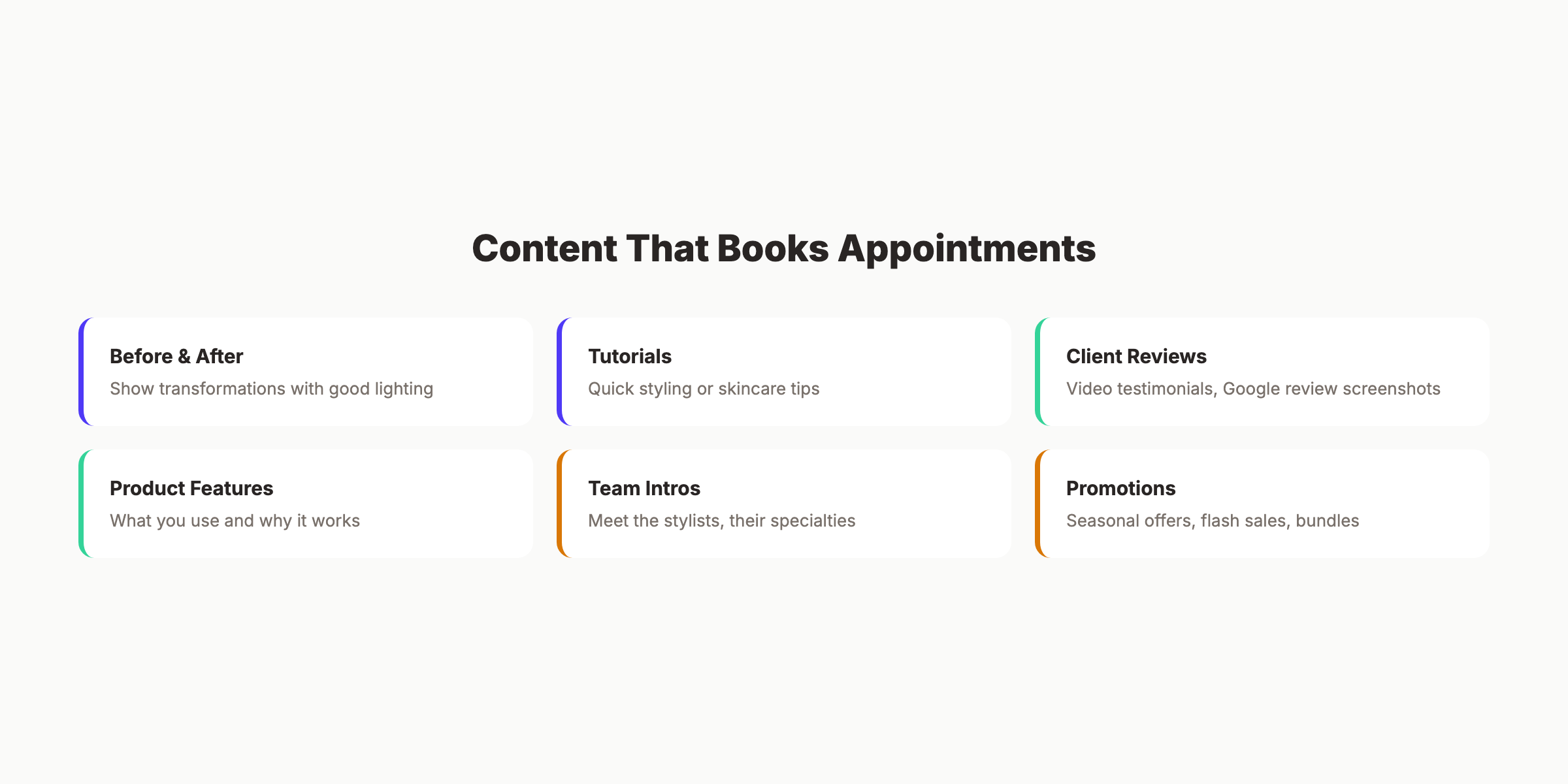 Content types that book appointments for salons