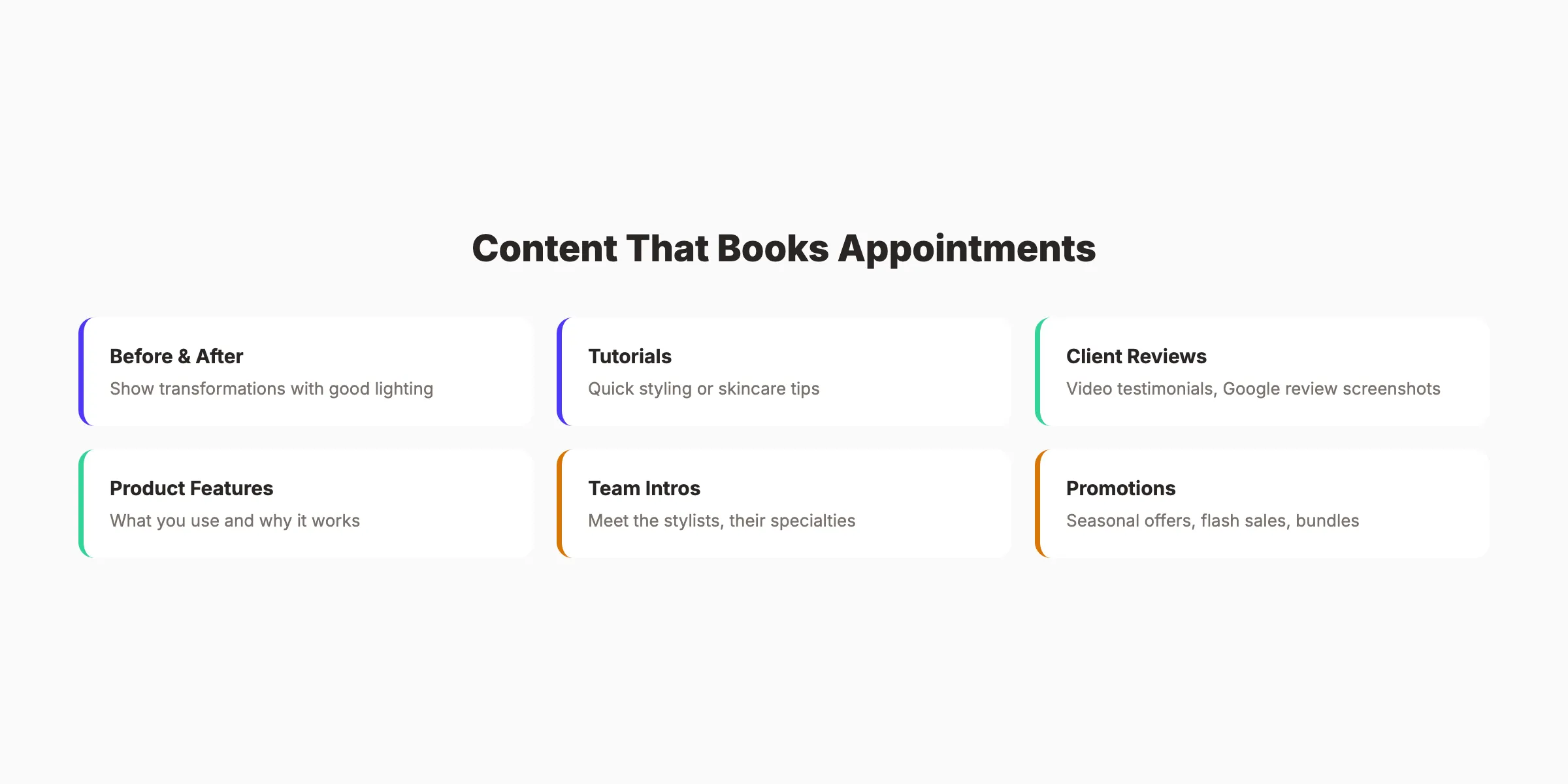 Content types that book appointments for salons