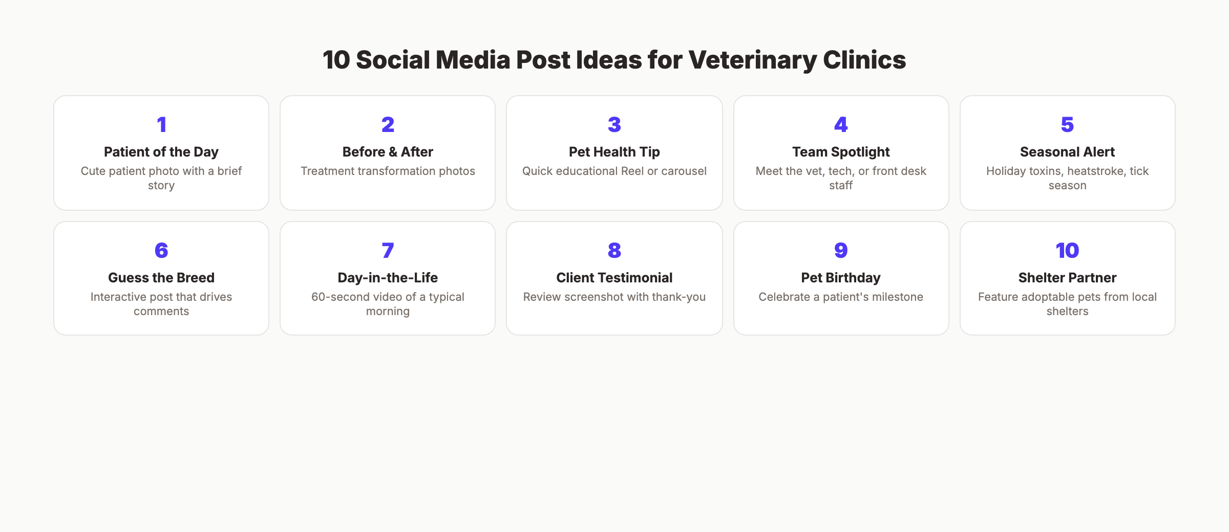 10 social media post ideas for veterinary clinics